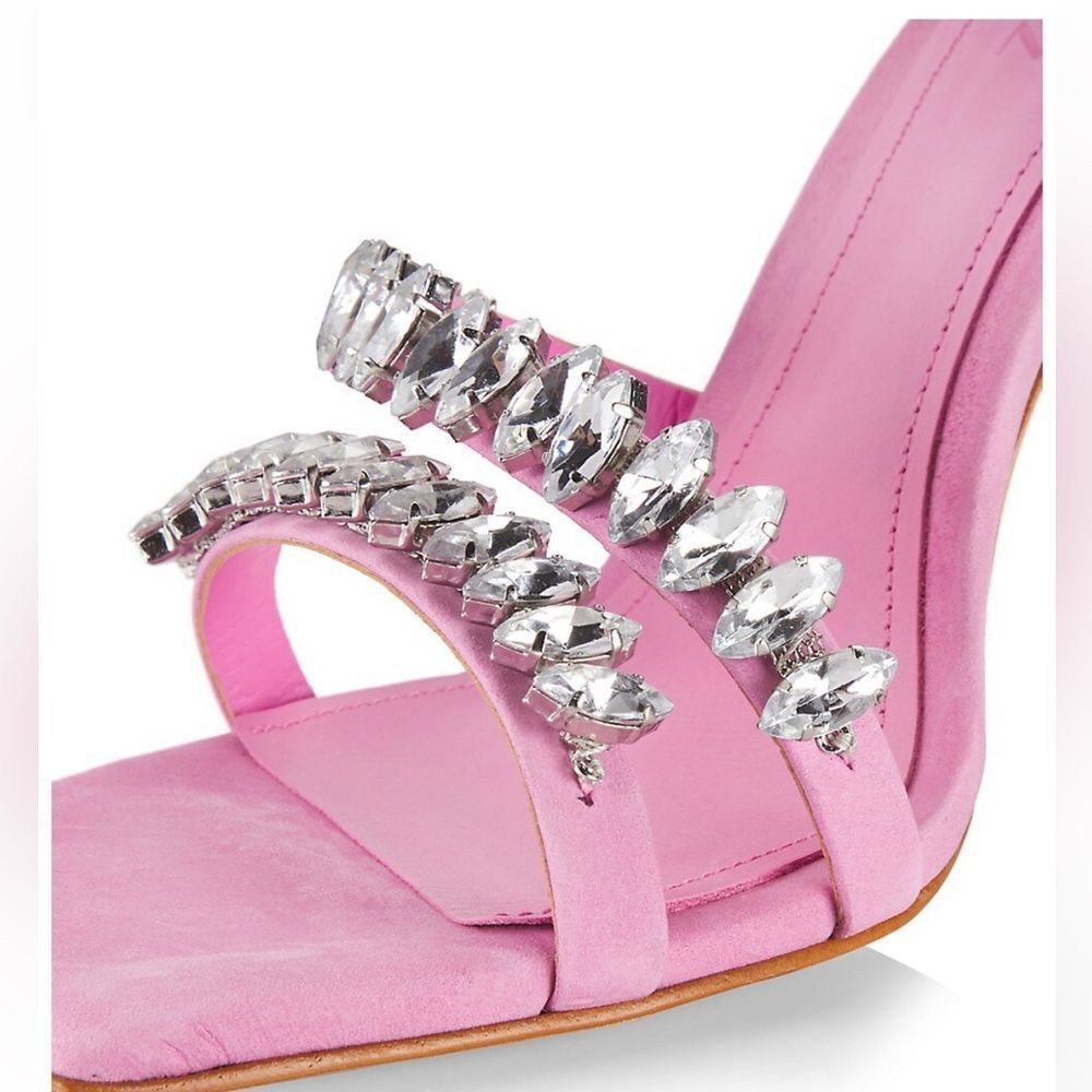 Schutz Linsey Crystal-Embellished Nubuck Sandals NWT Size 7.5 178.00 - Picture 5 of 9